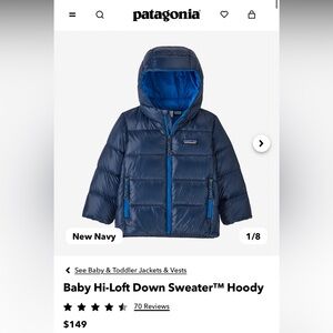 Patagonia Baby/ Infant/ Toddler Hi-Loft Down Sweater New Navy 3T